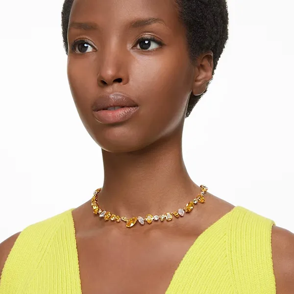 Dây Chuyền Nữ Swarovski Gema Necklace Mixed Cuts, Yellow, Gold-Tone Plated 5652800 Màu Vàng - Trang sức - Vua Hàng Hiệu