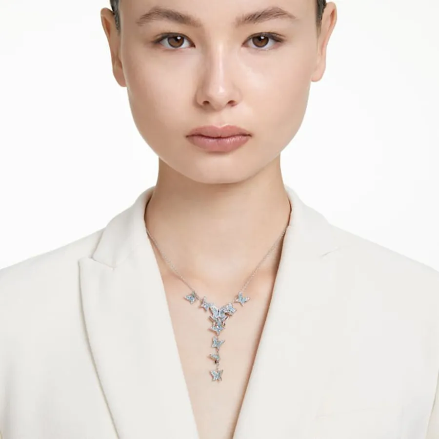Dây Chuyền Nữ Swarovski Lilia Y Necklace Butterfly, Blue, Rhodium Plated 5662179 Màu Xanh Bạc