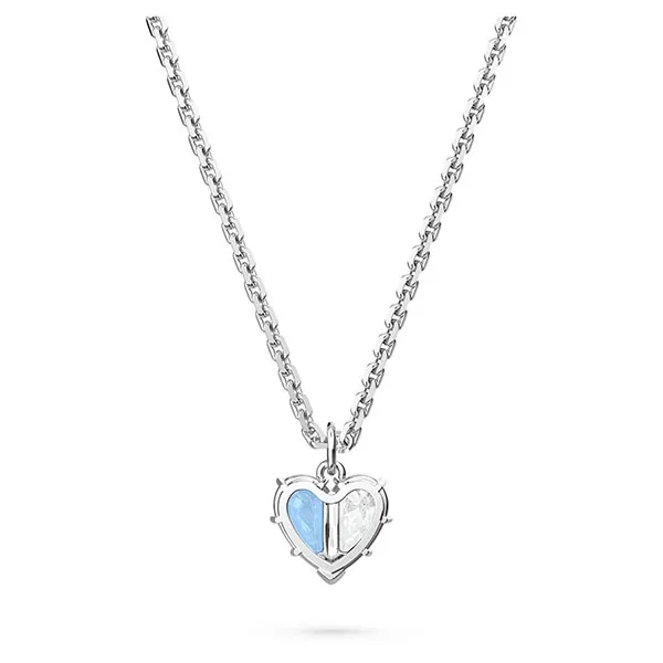 Dây Chuyền Swarovski Gema 520 pendant Heart, Blue, Rhodium Plated 5653008 Màu Xanh Bạc