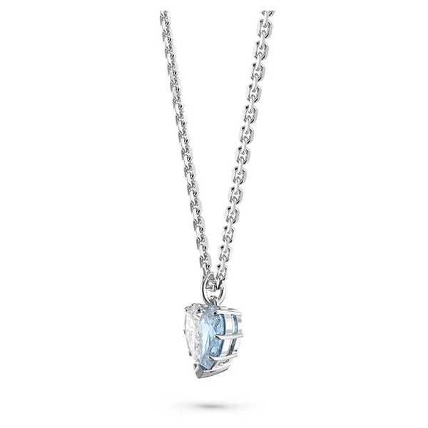 Dây Chuyền Swarovski Gema 520 pendant Heart, Blue, Rhodium Plated 5653008 Màu Xanh Bạc