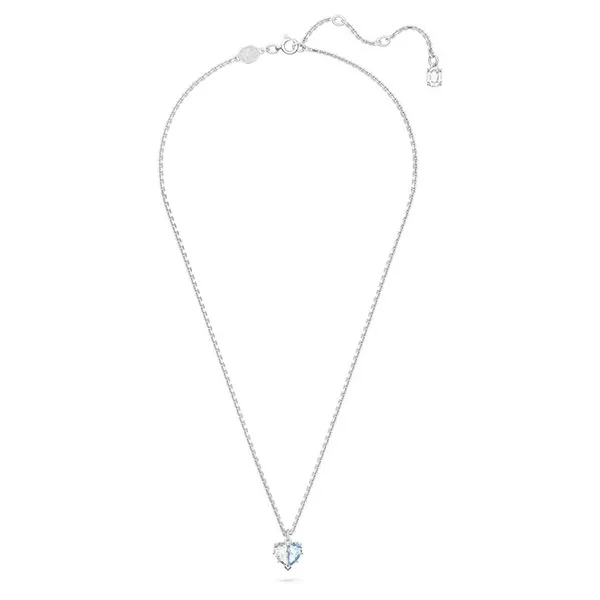 Dây Chuyền Swarovski Gema 520 pendant Heart, Blue, Rhodium Plated 5653008 Màu Xanh Bạc