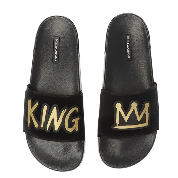 Dép Nam Dolce & Gabbana D&G King Patch Slides CS1698AA108 Màu Đen Size 42