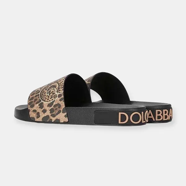 Dép Nam Dolce & Gabbana D&G Leopard-Print Rubber Slides CS1646 Màu Đen Size 41