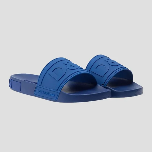 Dép Dolce & Gabbana D&G Logo Embossed Beachwear Slides CS1786AX38918990 Màu Xanh Dương Size 42
