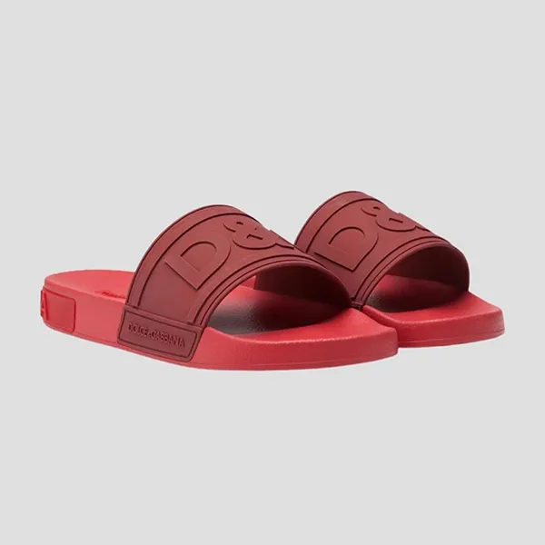 Dép Dolce & Gabbana D&G Logo Embossed Beachwear Slides CS1786AX3891899022 Màu Đỏ Size 42