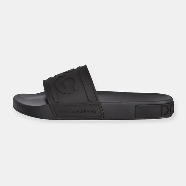 Dép Dolce & Gabbana D&G Logo-Embossed Rubber Slides CS1786AX3898B956 Màu Đen Size 39