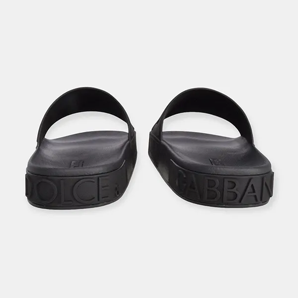 Dép Dolce & Gabbana D&G Logo-Embossed Rubber Slides CS1786AX3898B956 Màu Đen Size 39