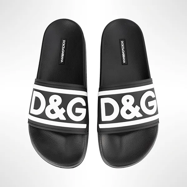 Dép Nam Dolce & Gabbana D&G Logo Rubber Slide CS2072AQ858 89690 Màu Đen Size 39
