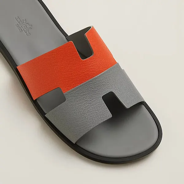 Dép Hermès Epsom Izmir Sandal Màu Xám Cam - Dép - Vua Hàng Hiệu