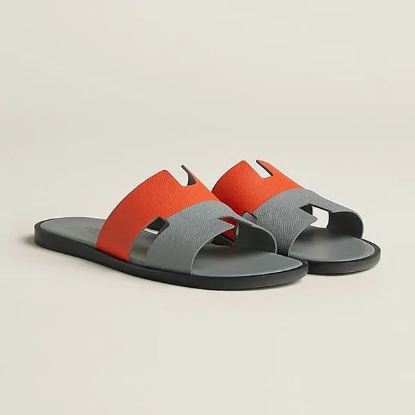 Dép Hermès Epsom Izmir Sandal Màu Xám Cam - Dép - Vua Hàng Hiệu