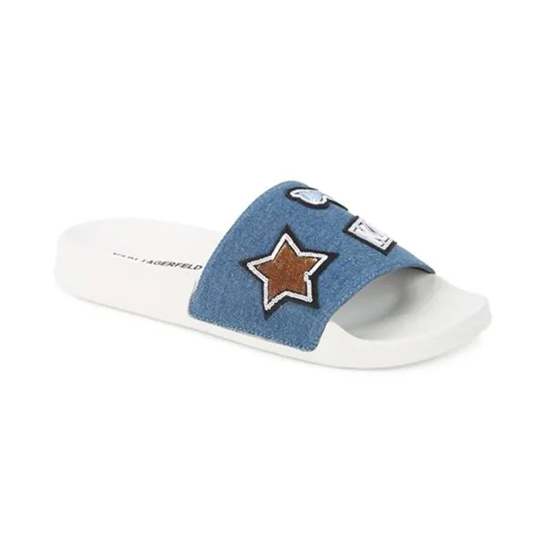 Dép Karl Lagerfeld Paris Zaria Sequin Pool Slides Màu Xanh Trắng Size 7 - Dép - Vua Hàng Hiệu