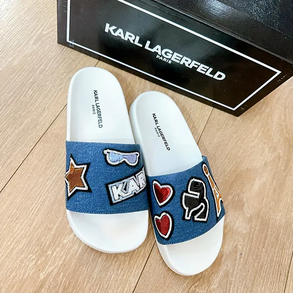 Dép Karl Lagerfeld Paris Zaria Sequin Pool Slides Màu Xanh Trắng Size 7 - Dép - Vua Hàng Hiệu