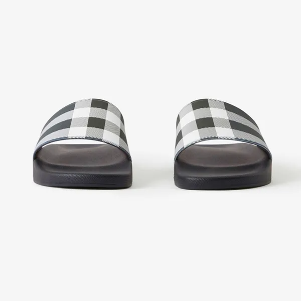 Dép Nam Burberry Check Print Slides 80707281 Màu Đen Trắng Size 39
