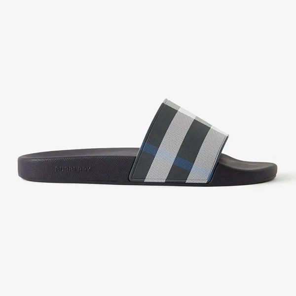 Dép Nam Burberry Check Print Slides 80707281 Màu Đen Trắng Size 39