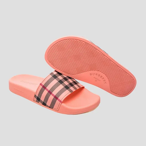 Dép Nam Burberry Pink Wih Check Printed 8070863 Màu Hồng Size 40