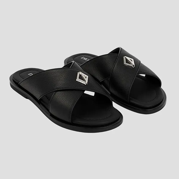 Dép Nam Dior Alias Black Grained 3SA125YJK 900 Màu Đen - Dép - Vua Hàng Hiệu