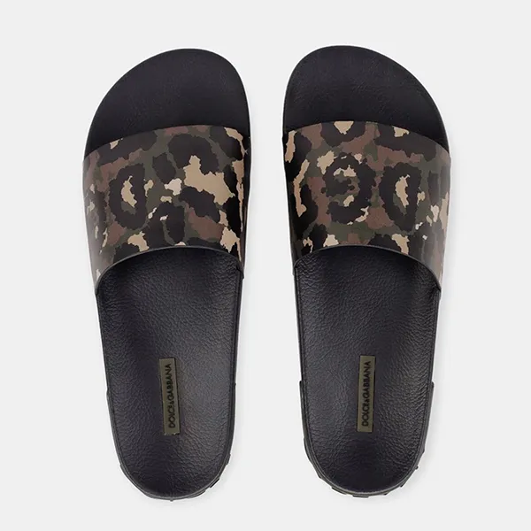 Dép Nam Dolce & Gabbana D&G Camouflage-Print Slides CS1990AY316 Màu Đen Size 42
