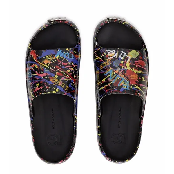 Dép Nam Dolce & Gabbana D&G Paint-Splatter Platform Slides CS2013AY303 Màu Đen Size 43 - Dép - Vua Hàng Hiệu