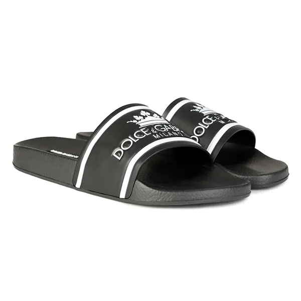 Dép Nam Dolce & Gabbana D&G Rubber Logo Slides CS1630AU679HNR18 Màu Đen Size 40