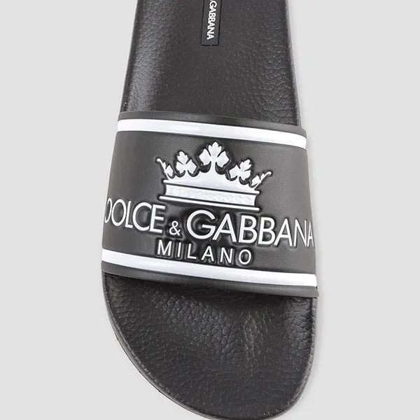 Dép Nam Dolce & Gabbana D&G Rubber Logo Slides CS1630AU679HNR18 Màu Đen Size 40