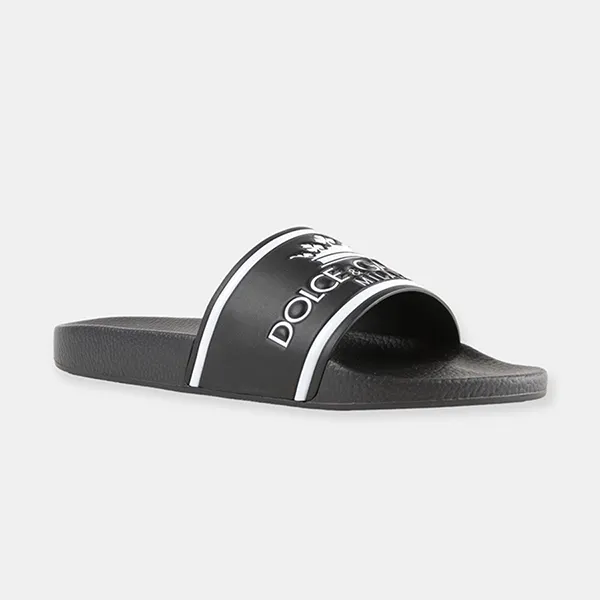 Dép Nam Dolce & Gabbana D&G Rubber Logo Slides CS1630AU679HNR18 Màu Đen Size 40