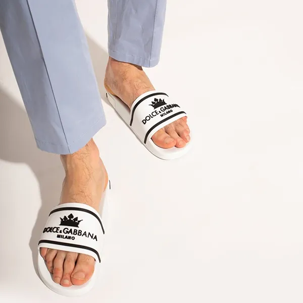 Dép Nam Dolce & Gabbana D&G Rubber Logo Slide CS1884AO23218B926 Màu Trắng Size 41 - Dép - Vua Hàng Hiệu