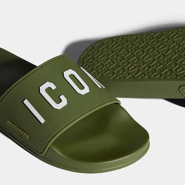 Dép Nam Dsquared2 Be Icon Slides FFM0023172035168066 Màu Xanh Green Size 40