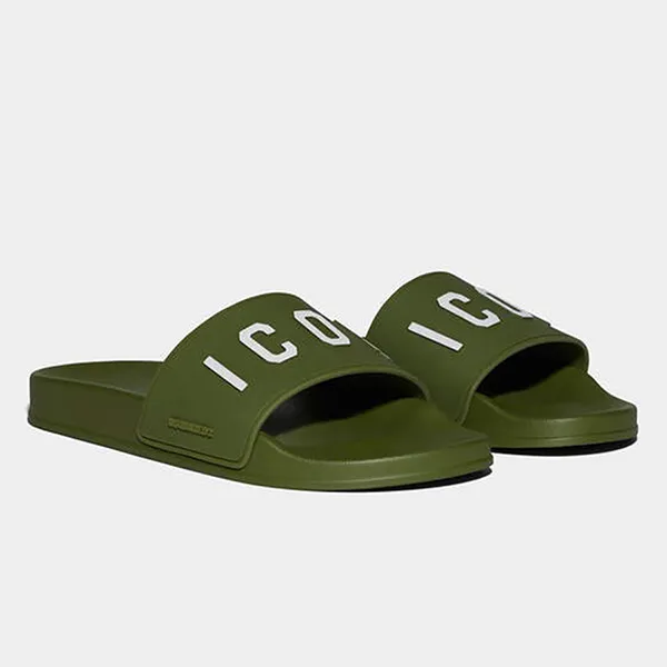 Dép Nam Dsquared2 Be Icon Slides FFM0023172035168066 Màu Xanh Green Size 40