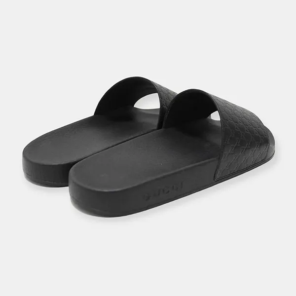 Dép Nam Gucci GG Logo Black Leather & Rubber Slide 567115-BMJ00-1000 Màu Đen Size 6 - Dép - Vua Hàng Hiệu