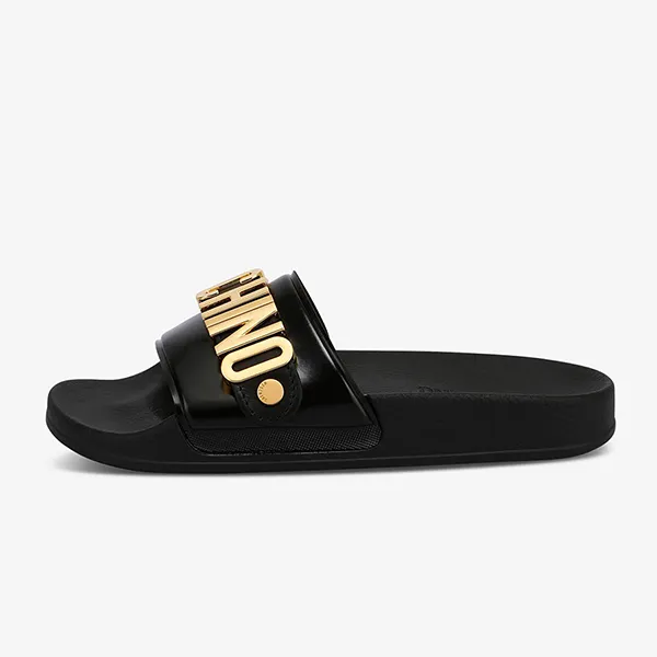 Dép Nam Moschino Pvc Slide Sandals With Lettering Logo MA28032G1DM11000 Màu Đen Size 40
