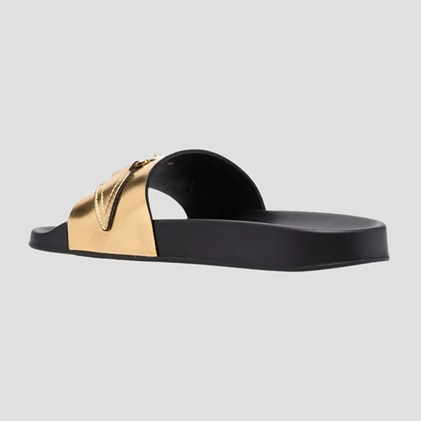 Dép Nam Versace Gold Logo Medusa 1004983 1A04199 1X100 Màu Đen Vàng