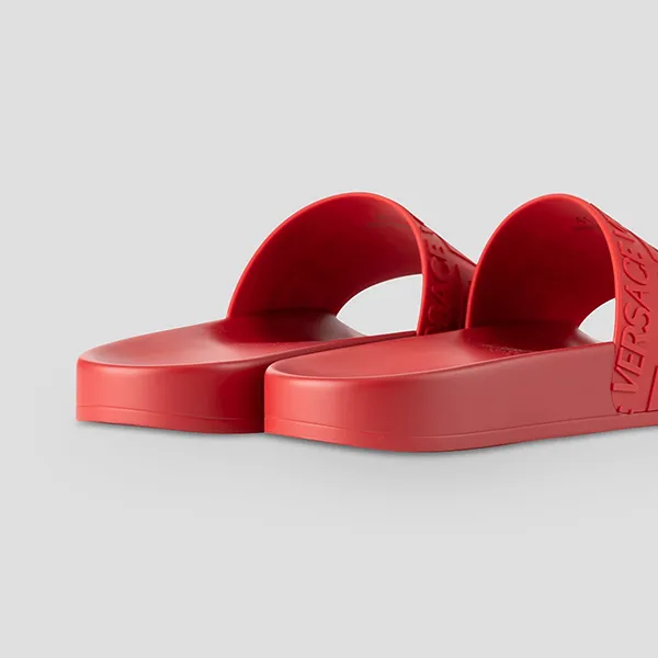 Dép Nam Versace La Greca Logo In Red 1006272 1A04262 1R490 Màu Đỏ