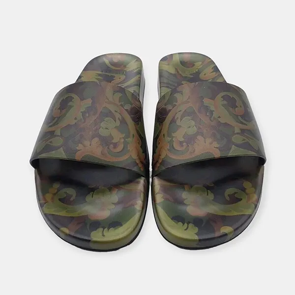 Dép Nam Versace Logo Baroccoflage Rubber Slides DSU65161A00876 Màu Xanh Nâu Size 42