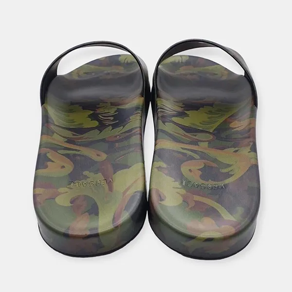 Dép Nam Versace Logo Baroccoflage Rubber Slides DSU65161A00876 Màu Xanh Nâu Size 42