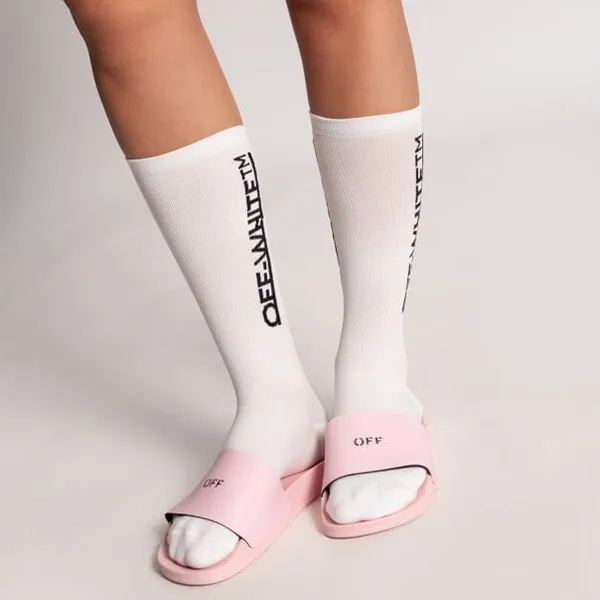 Dép Nữ Off-White Rubber Slides With Logo Pink Màu Hồng
