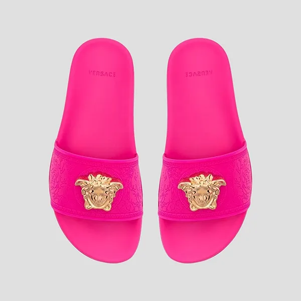 Dép Nữ Versace With Medusa Gold Logo In Pink DSR262CN DGOM8 1P86V Màu Hồng