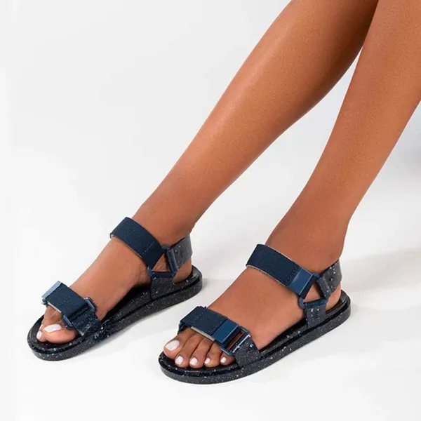 Dép Sandal Melissa MLS Wide Papete Blue Glitter Silver MLS004 Màu Xanh Size 41-42