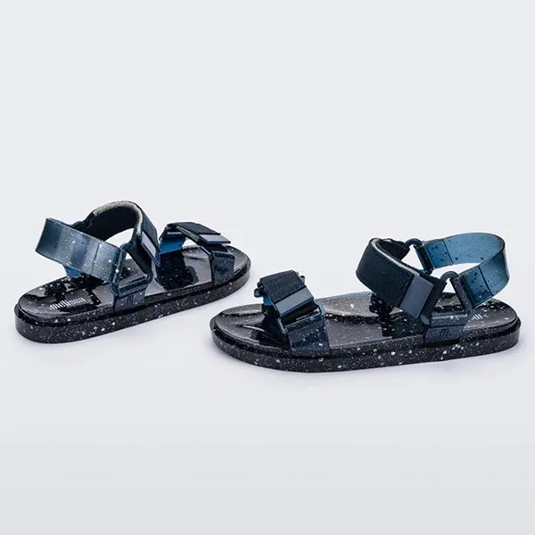 Dép Sandal Melissa MLS Wide Papete Blue Glitter Silver MLS004 Màu Xanh Size 41-42