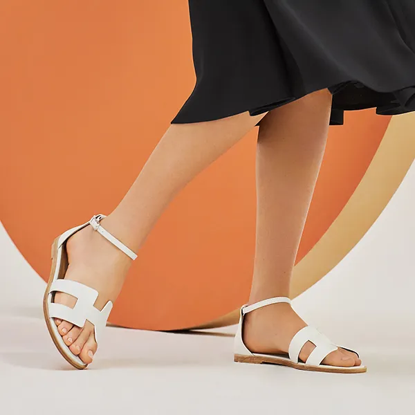 Dép Sandal Nữ Hermès Santorini 182139Z Màu Trắng Size 36