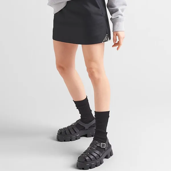 Dép Sandal Nữ Prada Rubber Logo Chunky-Sole Fisherman Sandals Màu Đen - Dép - Vua Hàng Hiệu