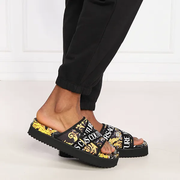 Dép Sandal Versace Jeans Couture Logo Baroque Slides 74YA3SM2ZS634G89 Màu Đen Vàng Size 42 - Dép - Vua Hàng Hiệu