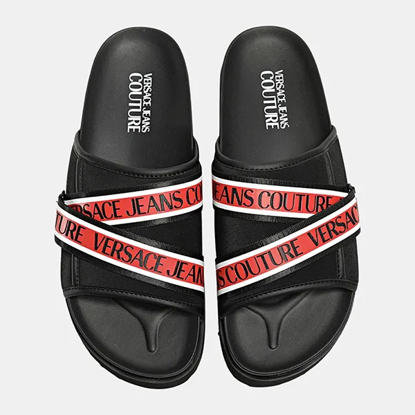 Dép Sandal Versace Jeans Couture Polyurethane Slides 72YA3SM2ZS200U06 Màu Đen Size 42