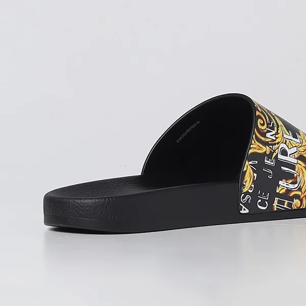 Dép Nam Versace Jeans Couture Logo Slides 74YA3SQ4ZS631 Màu Đen Vàng Size 39