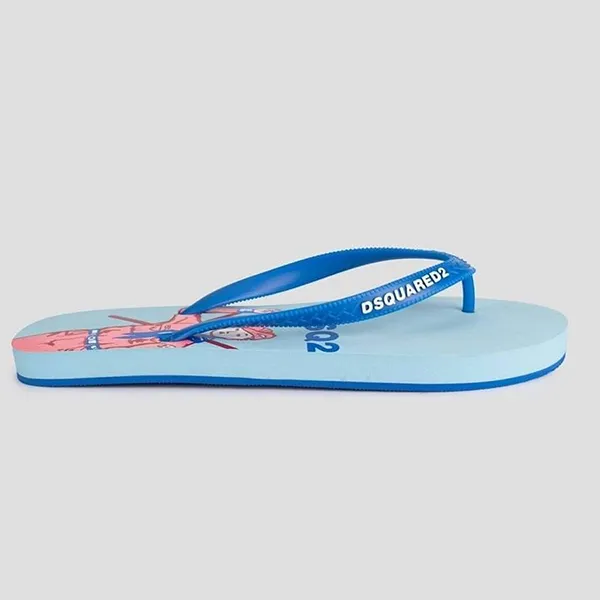 Dép Xỏ Ngón Dsquared2 Printed Rubber Flip-Flops FFM0001 17200002 3083 Màu Xanh Nhạt Size 42 - Dép - Vua Hàng Hiệu