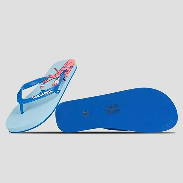 Dép Xỏ Ngón Dsquared2 Printed Rubber Flip-Flops FFM0001 17200002 3083 Màu Xanh Nhạt Size 42 - Dép - Vua Hàng Hiệu