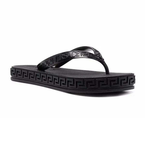 Dép Xỏ Ngón Versace Greca Logo Flip Flop Sandals Màu Đen Size 38