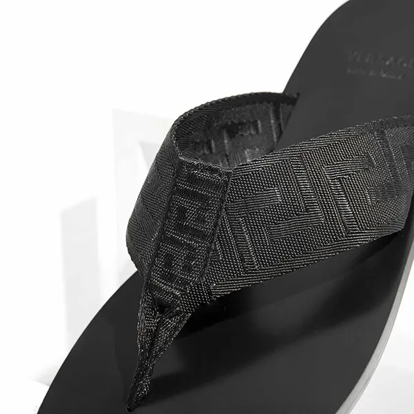Dép Xỏ Ngón Versace Greek Key Canvas Sandals Màu Đen Size 41