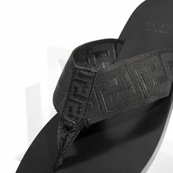 Dép Xỏ Ngón Versace Greek Key Canvas Sandals DSU7340S Màu Đen Size 41