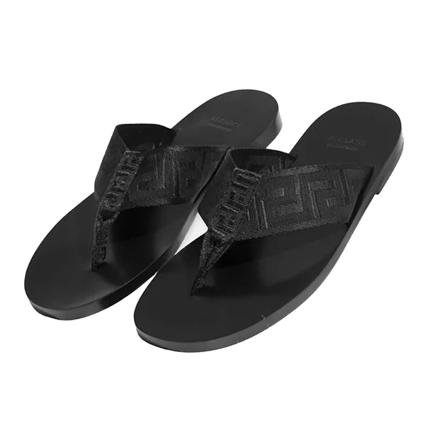 Dép Xỏ Ngón Versace Greek Key Canvas Sandals DSU7340S Màu Đen Size 41