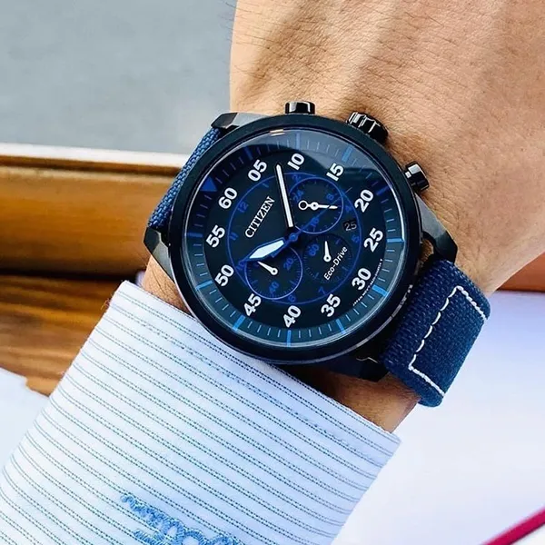 Đồng Hồ Nam Citizen Avion Black Dial Blue Nylon Strap CA4215-39E Màu Xanh Blue